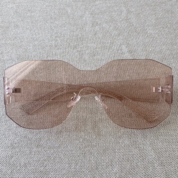 FREE PEOPLE Sidetracked Rimless Sunglasses Retro 70’s Summer Beach Neutral RARE - Picture 5 of 11